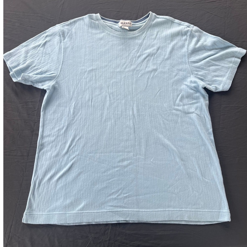 Alfani Mens Light Blue Ribbed Cotton Short‎ Sleeve T-Shirt XXL